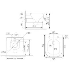 Унитаз подвесной Roxen Cube Bidet 530135-01X с функцией биде, с крышкой Soft-Close