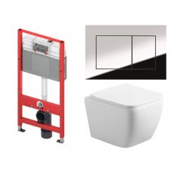 Комплект: инсталляции для унитаза TECEbase kit c кнопкой 9400412 и унитазом Roxen Cube 530135-01 Rimless Soft Close