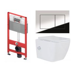 Комплект: инсталляции для унитаза TECEbase kit c кнопкой 9400412 и унитазом Roxen Cube Bidet 530135-01X с функцией биде