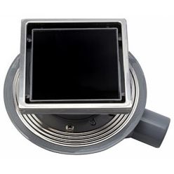 Трап водосточный Pestan Confluo Standard Black Glass 1 150х150 черное стекло с рамкой сталь, 13000089