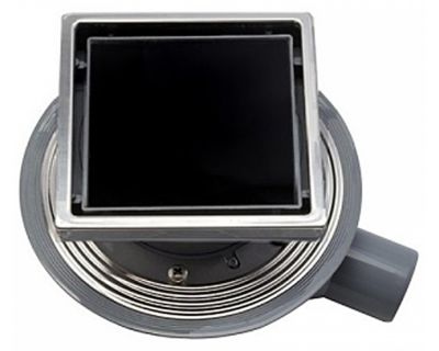 Трап водосточный Pestan Confluo Standard Black Glass 1 150х150 черное стекло с рамкой сталь, 13000089