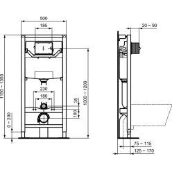 Комплект инсталляции Ideal Standard Prosys Frame 120 M с унитазом Tesi Aquablade + кнопка Olias M2 черная