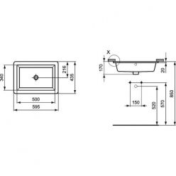 Встраиваемый умывальник Ideal Standard Strada [K077901], 59x43.5