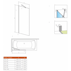 Душевая шторка на ванну Radaway Idea PNJ 80 Black, 10001080-54-01