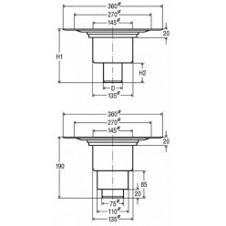 Трап VIEGA 150х150 мм вертикальный выпуск DN70/100 , 557201