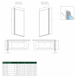 Душевая шторка на ванну Radaway NES PNJ I 80 Right, 10011080-01-01R