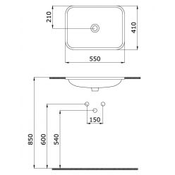 Умывальник Bocchi Scala Arch 55х41 1006-001-0125 врезной под столешницу