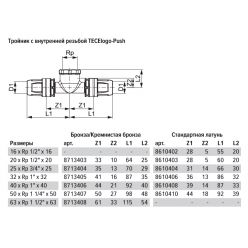 TECElogo 8713408 Тройник 90°с внутренней резьбой 63 х Rp 1 1/2" х 63, бронза