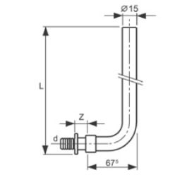 TECEflex 714028 Монтажная трубка для подключения радиатора конечная, 20 x 15 мм, 770 мм