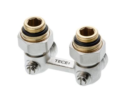 TECEflex 8740438 Запорно-присоединительный узел для нижнего подключения радиаторов 3/4 EK - 1/2 Н, угловой
