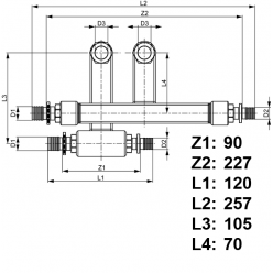 TECEflex 730135 SLHK-Двойной тройник для подключения радиаторов Заглушка × 15 Cu × 16