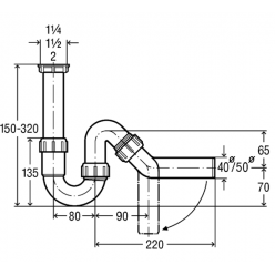 Сифон для моек Viega 102821, трубный, с отводом 45 град, пластик, 3/2x50