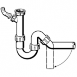Сифон для моек Viega 101206, трубный, со штуцером, с отводом 45 рад, пластик, 3/2x50