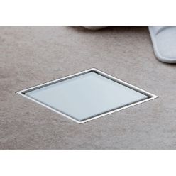 Трап водосточный Pestan Confluo Standard White Glass 1 150х150 белое стекло с рамкой сталь, 13000093