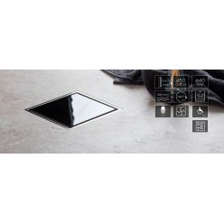 Трап водосточный Pestan Confluo Standard Black Glass 1 150х150 черное стекло с рамкой сталь, 13000089