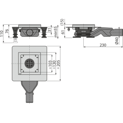 Решетка для сливных трапов Alcaplast MPV016 из нержавеющей стали 92х92 мм, под плитки