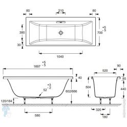 Акриловая ванна Jacob Delafon EVOK 170x70 с ножками в комплекте, E60340-00