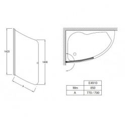 Душевая шторка на ванну Jacob Delafon Micromega Duo 80x140 см, E4910-GA