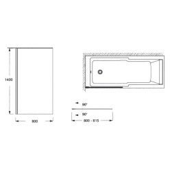 Стеклянная шторка на ванну Jacob Delafon Struktura 80x140  E6D042-GA распашная