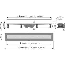 Трап для душа Alcaplast APZ18-650M с порогами из нержавеющей стали