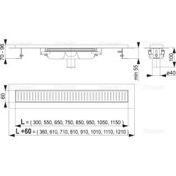 Душевой лоток AlcaPlast Low APZ1101-750 с вертикальным стоком для перфорированной решетки