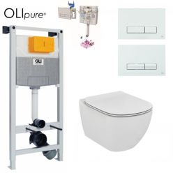 Комплект инсталляции OLI 120 OLIpure  с кнопкой и подвесным унитазом Ideal Standard Tesi Aquablade