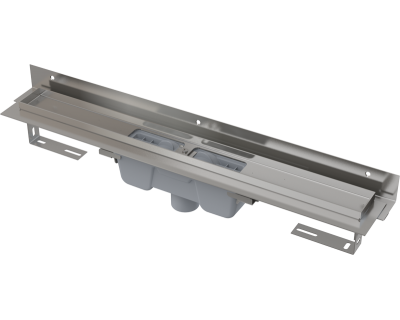 Душевой лоток AlcaPlast APZ1004S-550 для перфорированной решетки с регулируемым краем к стене, с вертикальным стоком