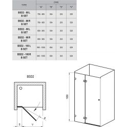 Душевая дверь Ravak Brilliant BSD2-100 B-R 0UPABA00Z1, 1000-1015x1950