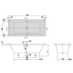 Акриловая ванна VILLEROY & BOCH Targa Plus Duo 1800x800х430 мм, UBA180NES2V01+U99740000