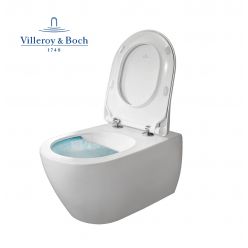 Унитаз подвесной Villeroy Boch Subway 2.0 37x56 с тонким сиденьем Soft Close, безободковый 5614R201