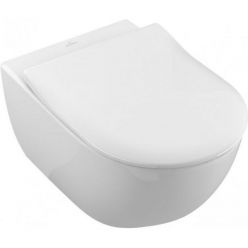 Унитаз подвесной Villeroy Boch Subway 2.0 37x56 с тонким сиденьем Soft Close, безободковый 5614R201