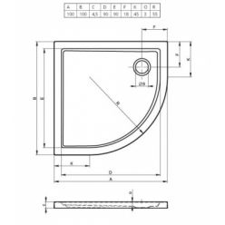 Душевой поддон RIHO ZURICH 278 полукруглый 80x80, R55, DA8600500000000