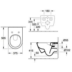 Унитаз подвесной Villeroy Boch Subway 2.0 37x56 с тонким сиденьем Soft Close, безободковый 5614R201