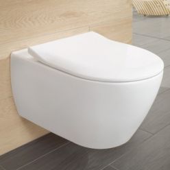 Унитаз подвесной Villeroy Boch Subway 2.0 37x56 с тонким сиденьем Soft Close, безободковый 5614R201