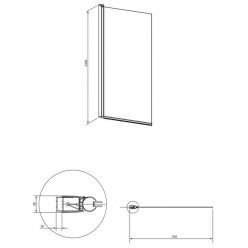 Стеклянная шторка на ванну Omnires KINGSTON XHE85BLTR распашная 70 см