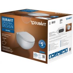 Унитаз подвесной Duravit Architec 57,5x36,5 безободковый с сиденьем Duroplast микролифт, 45720900A1