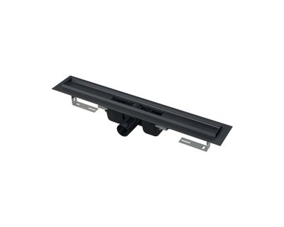 Водоотводящий желоб Alcaplast APZ1BLACK-650 с порогами для перфорированной решетки, черный-мат