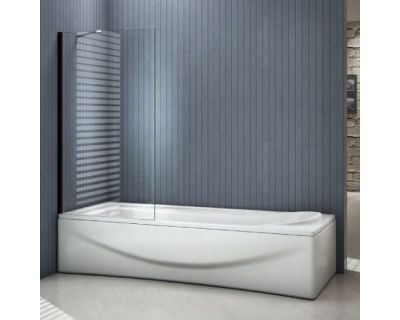 Стеклянная неподвижная шторка на ванну GoodDoor SCREEN BS-80-C-В, 80x140 черный профиль