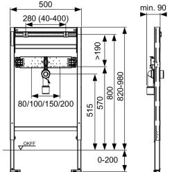 Инсталляция для раковин TECEprofil 9310018, монтажная высота 820-980 мм