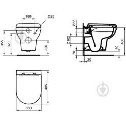 Подвесной унитаз Ideal Standard EXACTO Rimless с сидением Soft-close, R002601