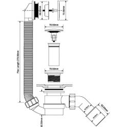 Сифон для ванны McAlpine MRB11-WH, клик-клак, цвет белый