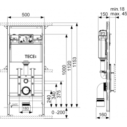 Инсталляция для подвесного унитаза TECElux 100, 9600100