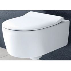 Унитаз подвесной Villeroy Boch Avento 37x53 с тонким сиденьем Soft Close, безободковый 5656RS01