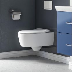 Унитаз подвесной Villeroy Boch Avento 37x53 с тонким сиденьем Soft Close, безободковый 5656RS01