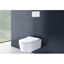 Унитаз подвесной Villeroy Boch Avento 37x53 с тонким сиденьем Soft Close, безободковый 5656RS01