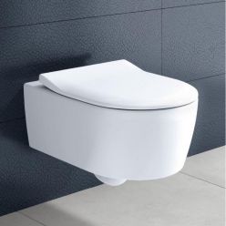 Унитаз подвесной Villeroy Boch Avento 37x53 с тонким сиденьем Soft Close, безободковый 5656RS01