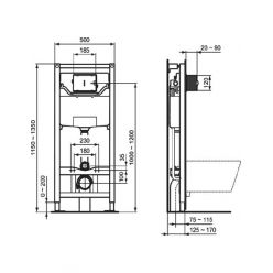 Инсталляция Ideal Standard Prosys Frame 120 M + хром кнопка смыва (R020467+R0121AA)