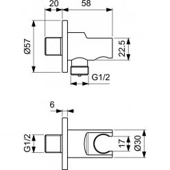 Подключение для душевого шланга с держателем Ideal Standard IdealRain BC807XG