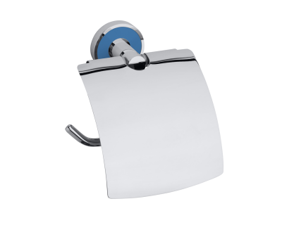 Держатель туалетной бумаги с крышкой Bemeta Trend-I 104112018d, хром/голубой