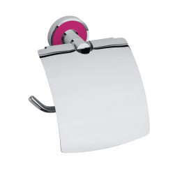 Держатель туалетной бумаги с крышкой Bemeta Trend-I 104112018F, хром/розовый  